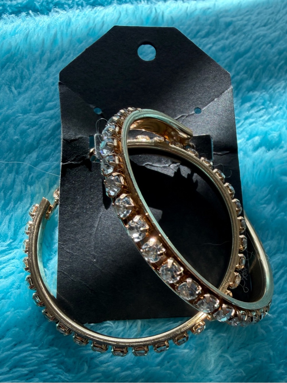 Gold Crystal Hoop Earrings - Women's Jewelry New